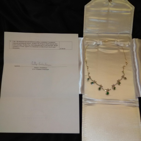 SOLD Layaway! Genuine Emerald/Diamond Necklace 14K - Picture 8 of 8